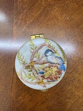 CHRISTINE MARIE HOPE BLUE BIRD FLORAL JEWELRY BOX SUZANNE CRUISE LICENSED HINGED